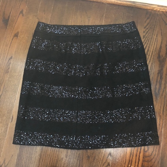 NWT Ann Taylor Loft Black Sequin Wool Skirt - Picture 2 of 3